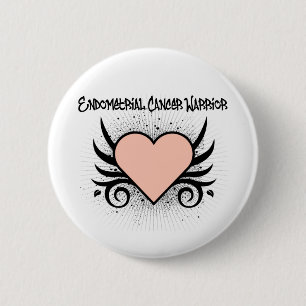 Badge Rond 5 Cm Coeur de guerrier de cancer du corps utérin