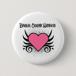 Badge Rond 5 Cm Coeur de guerrier de cancer du sein