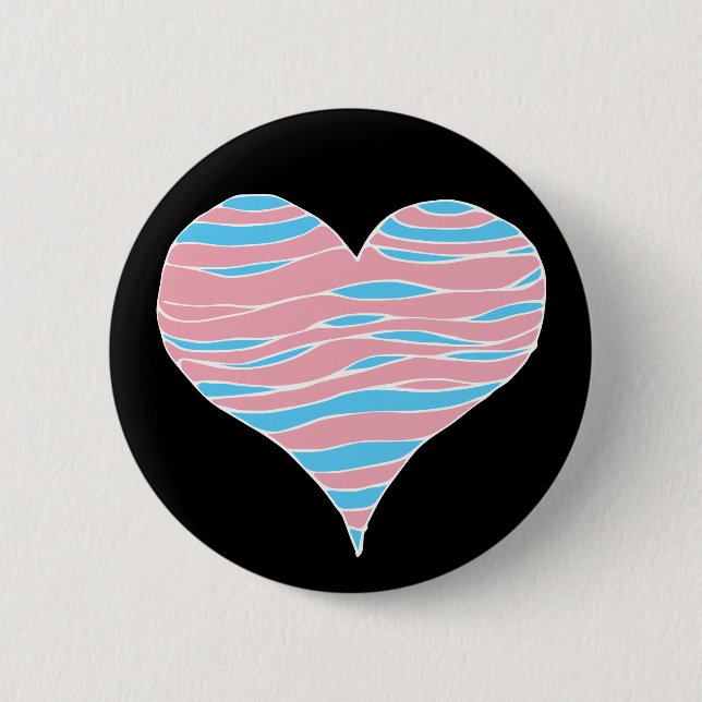 Badge Rond 5 Cm Coeur de la Trans Pride (Devant)