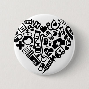Badge Rond 5 Cm COEUR DE L'Infirmière