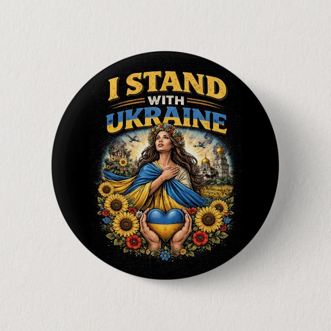 Badge Rond 5 Cm Cœur de l'Ukraine (Devant)