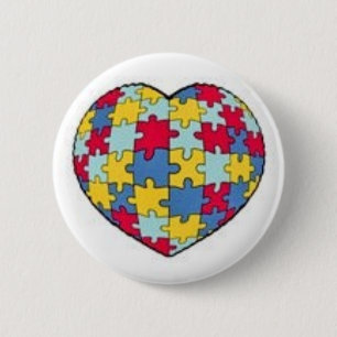 Badge Rond 5 Cm Coeur de morceau de puzzle d'autisme