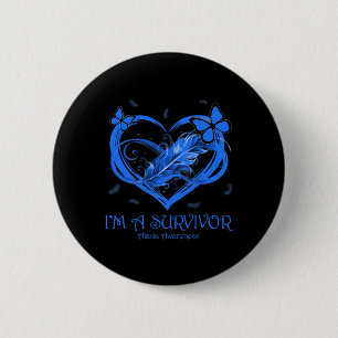 Badge Rond 5 Cm Cœur de papillon bleu Je suis un survivant de l'at