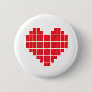 Badge Rond 5 Cm Coeur de pixel