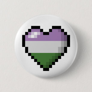 Badge Rond 5 Cm Coeur de Pixel Genderqueer
