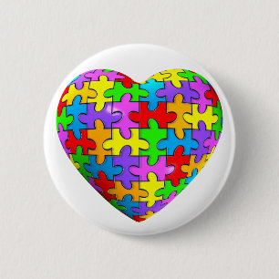Badge Rond 5 Cm Coeur de puzzle d'autisme