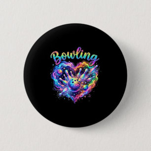 Badge Rond 5 Cm Cœur de quille coloré amateurs de quille bowler