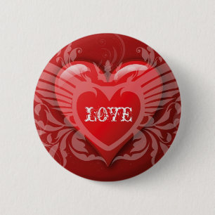 Badge Rond 5 Cm Coeur de rouge d'amour
