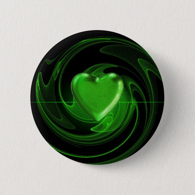 Badge Rond 5 Cm Coeur de spirale verte (Devant)