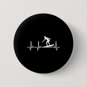 Badge Rond 5 Cm Cœur de surf Amateur de surf Planche de surf Graph