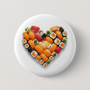 Badge Rond 5 Cm Coeur de sushi