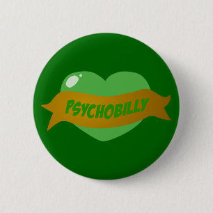Badge Rond 5 Cm Coeur de tatouage de Psychobilly