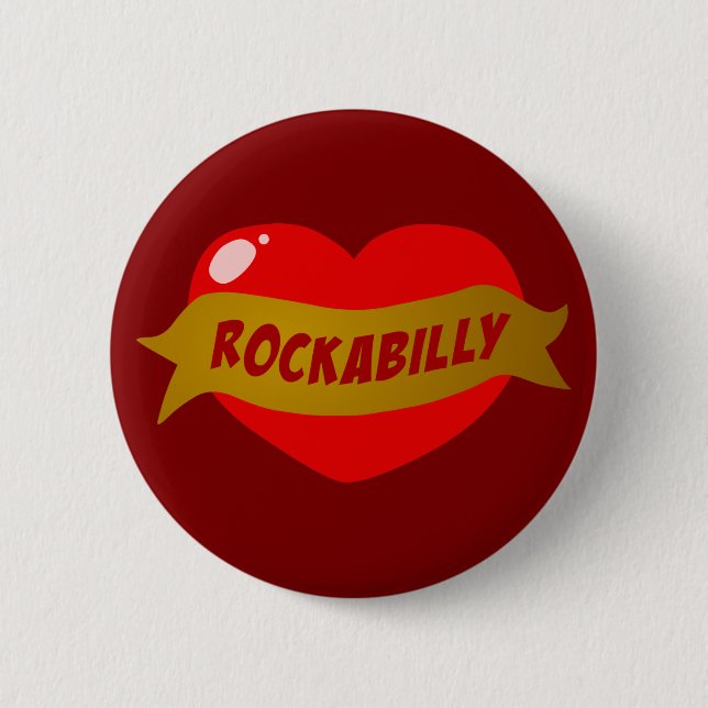 Badge Rond 5 Cm Coeur de tatouage de rockabilly (Devant)