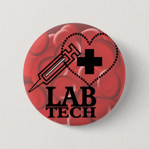 BADGE ROND 5 CM COEUR DE TECH DE LABORATOIRE. SC DE LABORATOIRE