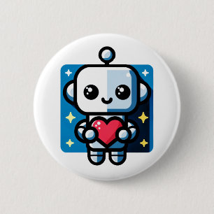 Badge Rond 5 Cm Coeur de tenue de robot mignon - Amour adorable et