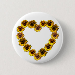 Badge Rond 5 Cm Coeur de tournesol