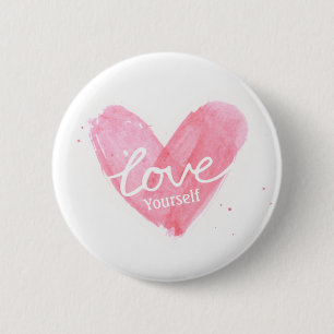 Badge Rond 5 Cm Coeur de typographie de l'amour d'amour-propre