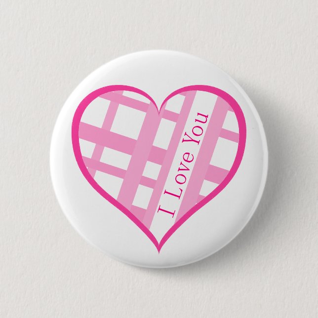 Badge Rond 5 Cm Coeur de Valentine je t'aime (Devant)