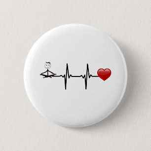 Badge Rond 5 Cm coeur de yoga