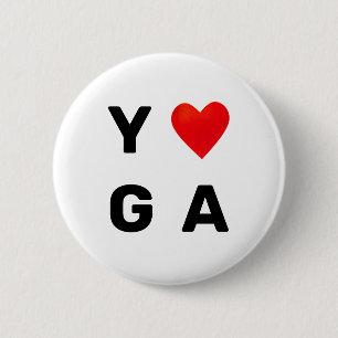 Badge Rond 5 Cm Coeur de yoga moderne