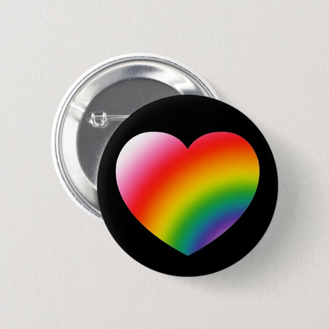 Badge Rond 5 Cm Coeur dégradé arc-en-ciel (Devant & derrière)