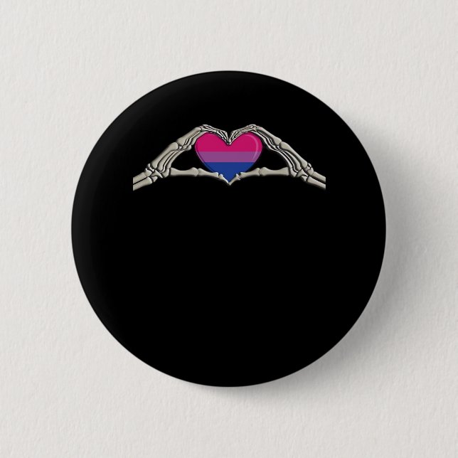 Badge Rond 5 Cm Coeur des mains osseuses Goth bisexuel (Devant)