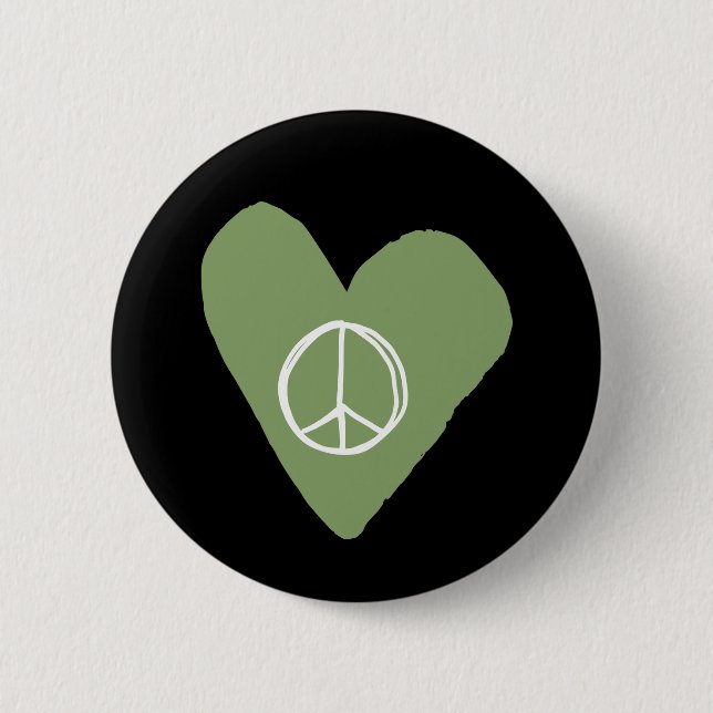 Badge Rond 5 Cm Coeur des signes de paix (Devant)