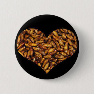 Badge Rond 5 Cm Coeur des vers de soie frits