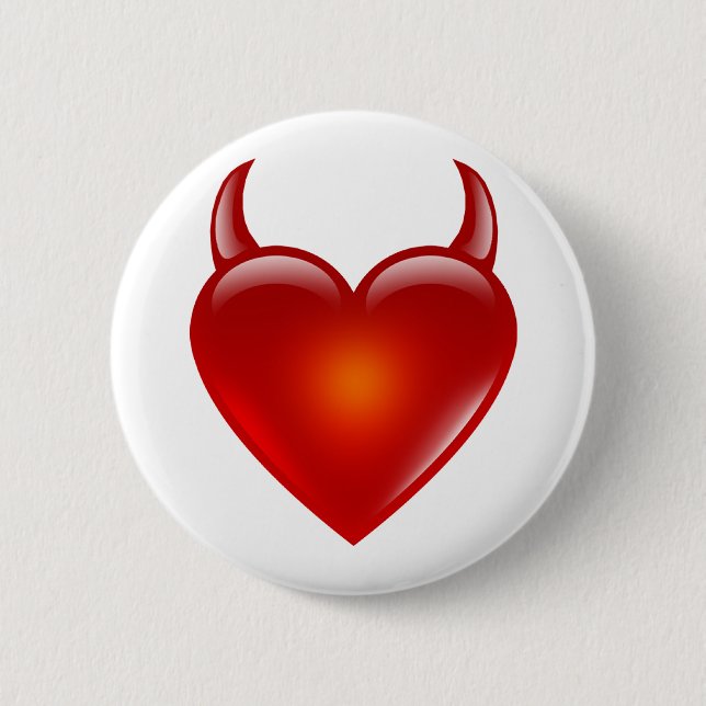 Badge Rond 5 Cm Coeur diabolique coquin aux cornes (Devant)