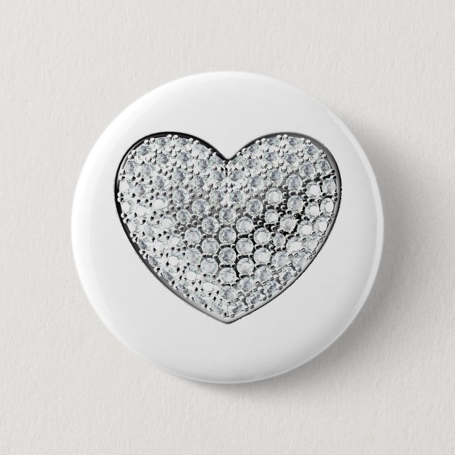 Badge Rond 5 Cm Coeur diamant (Devant)