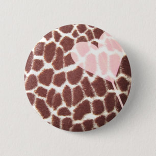 Badge Rond 5 Cm Coeur d'impression de girafe