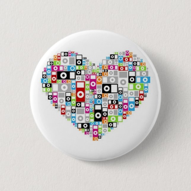 Badge Rond 5 Cm coeur d'iPod (Devant)