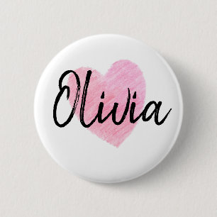 Badge Rond 5 Cm Coeur d'Olivia