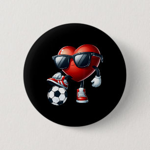 Badge Rond 5 Cm Cœur drôle jouant au football à la Saint-Valentin