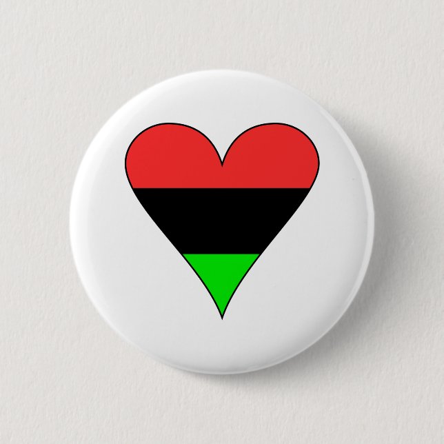 Badge Rond 5 Cm Coeur du drapeau africain américain (Devant)