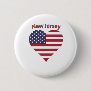 Badge Rond 5 Cm Coeur du drapeau américain du New Jersey