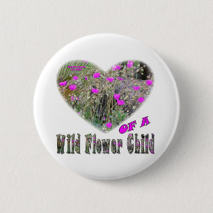 Badge Rond 5 Cm Coeur d'un enfant fleur sauvage
