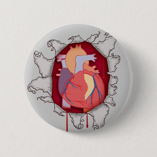 Badge Rond 5 Cm Coeur éclatant par le bouton