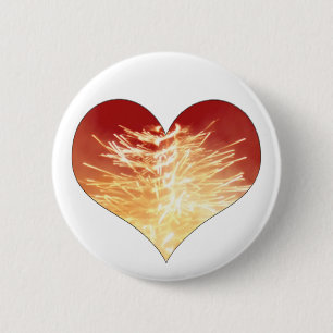 Badge Rond 5 Cm coeur en feu