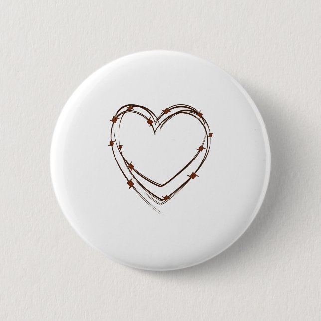 Badge Rond 5 Cm Coeur en fil barbelé (Devant)