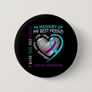 Badge Rond 5 Cm Coeur En Mémoire Du Meilleur Ami Sensibilisation A