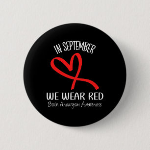 Badge Rond 5 Cm Coeur En Septembre Nous Portons Red Cerveau Aneury