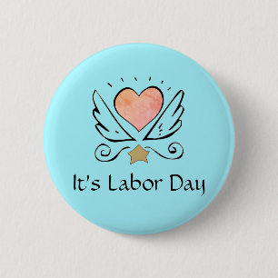 Badge Rond 5 Cm Coeur et ailes de Doula c'est Pin de Fête du