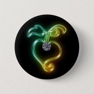 Badge Rond 5 Cm Coeur et diamant