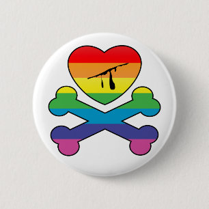 Badge Rond 5 Cm coeur et os.