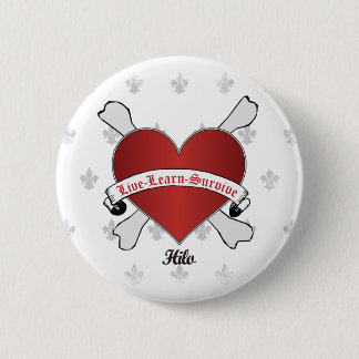 Badge Rond 5 Cm Coeur et os de poker