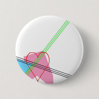 Badge Rond 5 Cm Coeur et rayures