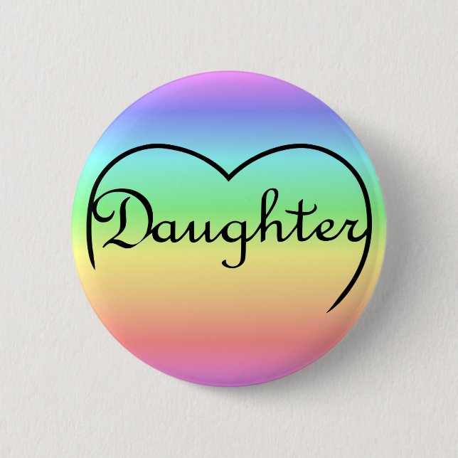 Badge Rond 5 Cm coeur fille arc-en-ciel (Devant)