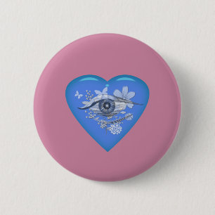 Badge Rond 5 Cm Coeur floral mystique de l'oeil