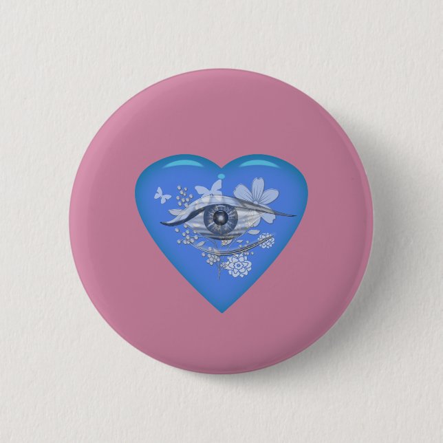 Badge Rond 5 Cm Coeur floral mystique de l'oeil (Devant)